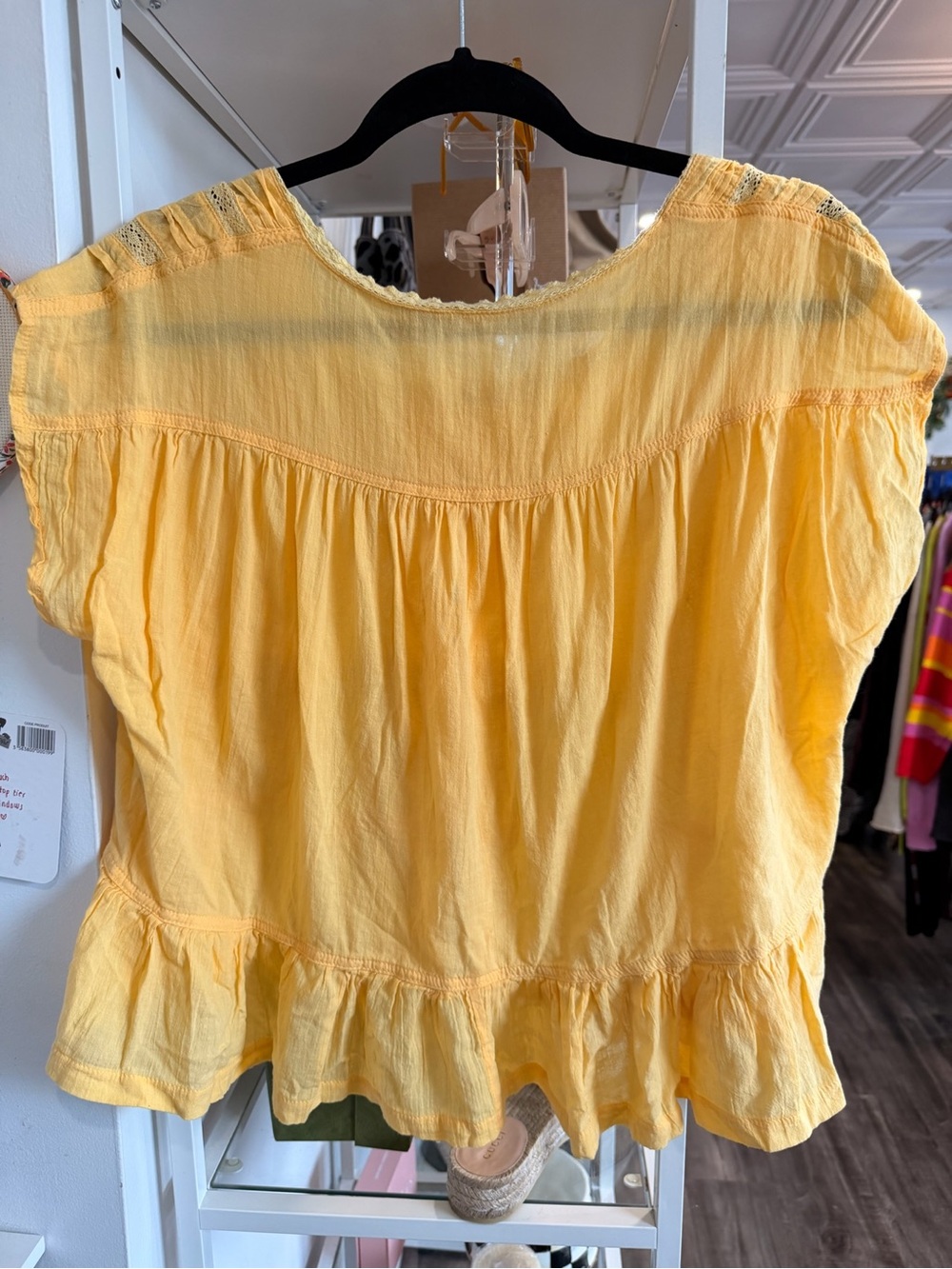 Women's Yellow Ruffle Hem Button-Front Top - Picture 2 of 3